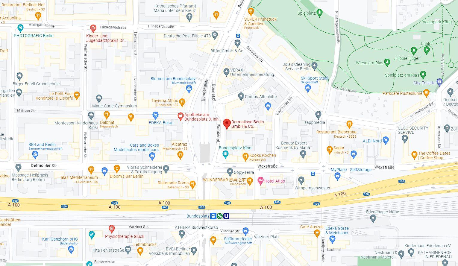 Google Maps Standort Dermalisse Berlin